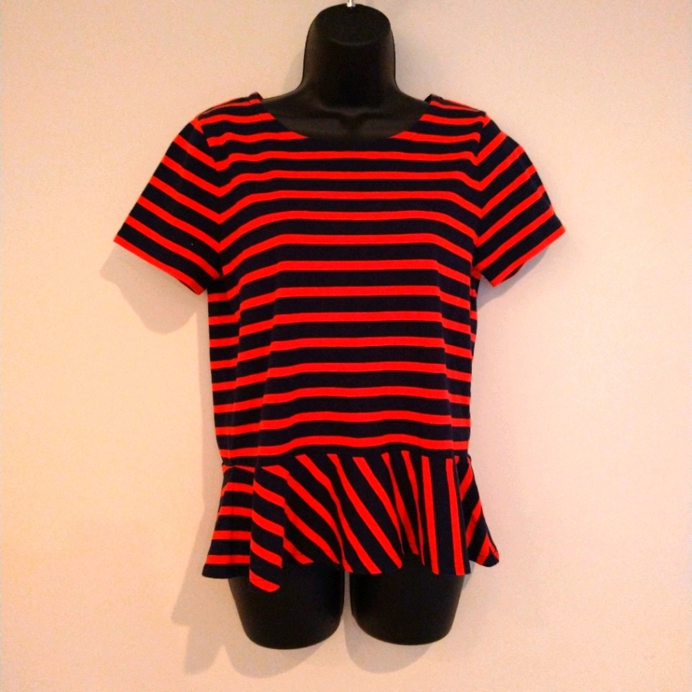 J.Crew jersey knit red and black peplum top